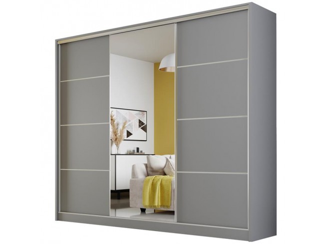 Szafa przesuwna Meblo 4 szary mat 250 cm - widok z przodu