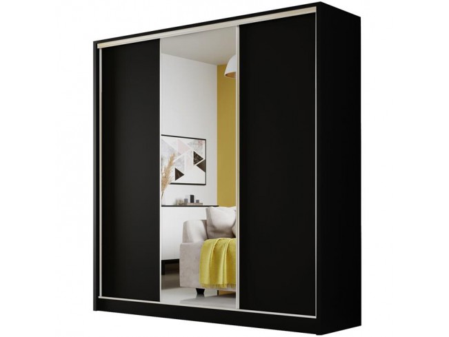 Szafa przesuwna Meblo 1 czarny mat 200 cm - widok ogólny