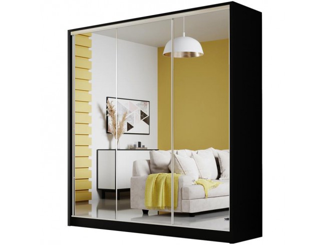 Szafa Meblo 2 czarny mat 200 cm - widok z przodu