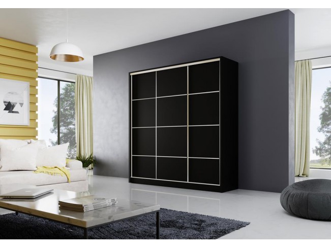 Szafa przesuwna Meblo 3 czarny mat 200 cm