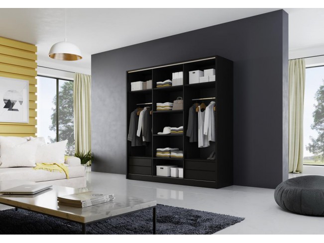 Szafa przesuwna Meblo 3 czarny mat 200 cm