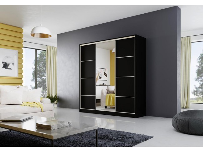 Szafa przesuwna Meblo 4 czarny mat 200 cm