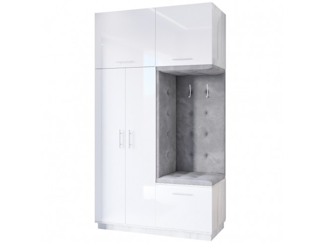 Szafa garderoba Milo 3 biały połysk 150 cm - widok z przodu