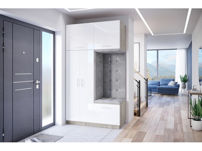 Szafa garderoba Milo 3 szary/połysk 150 cm