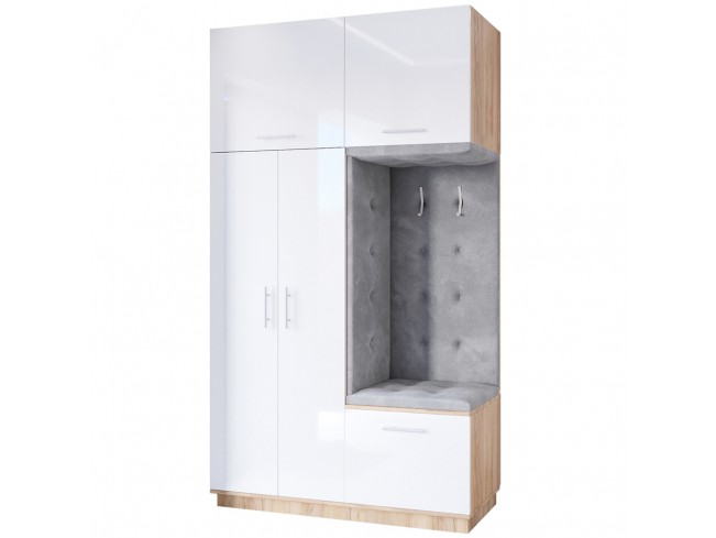 Szafa garderoba Milo 3 złoty połysk 150 cm - widok ogólny