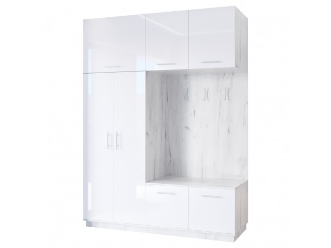 Szafa garderoba MILO 1 biały połysk 180 cm - widok z przodu