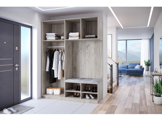 Szafa garderoba Milo 2 szary/mat 180 cm