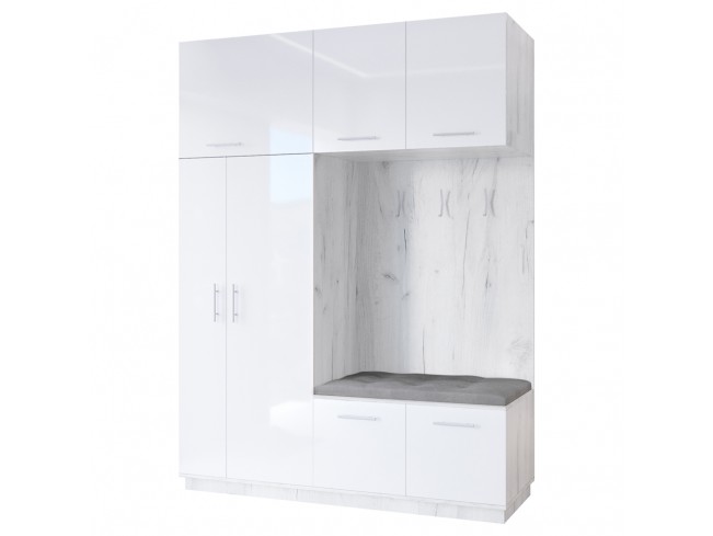 Szafa garderoba Milo 2 biały połysk 180 cm - widok ogólny
