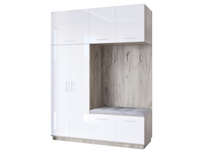 Szafa garderoba Milo 2 szary połysk 180 cm - widok ogólny