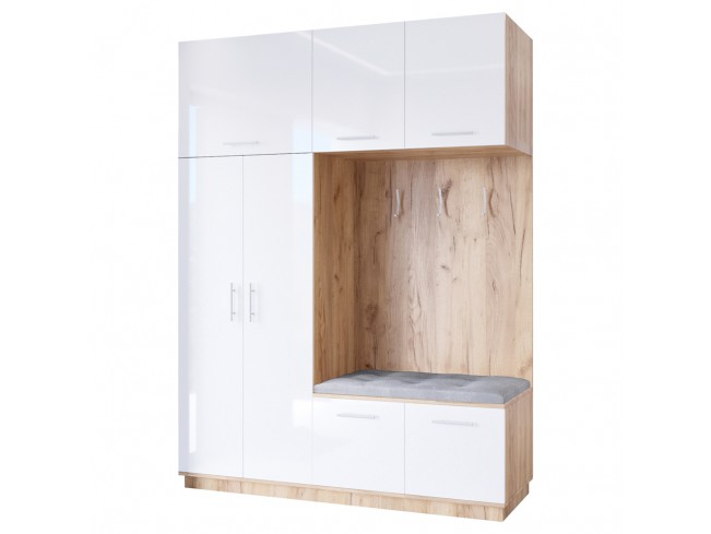 Szafa garderoba Milo 2 złoty połysk 180 cm - widok ogólny