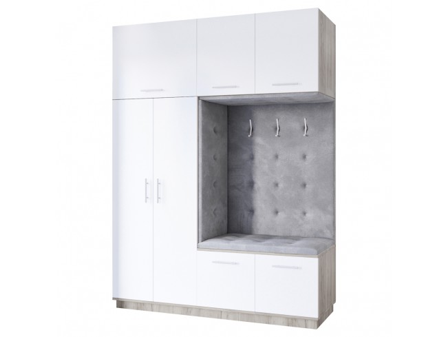 Szafa garderoba Milo 3 szary mat 180 cm - widok ogólny