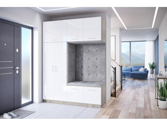 Szafa garderoba Milo 3 szary/połysk 180 cm