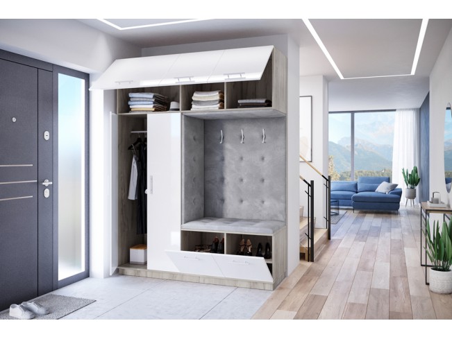 Szafa garderoba Milo 3 szary/połysk 180 cm