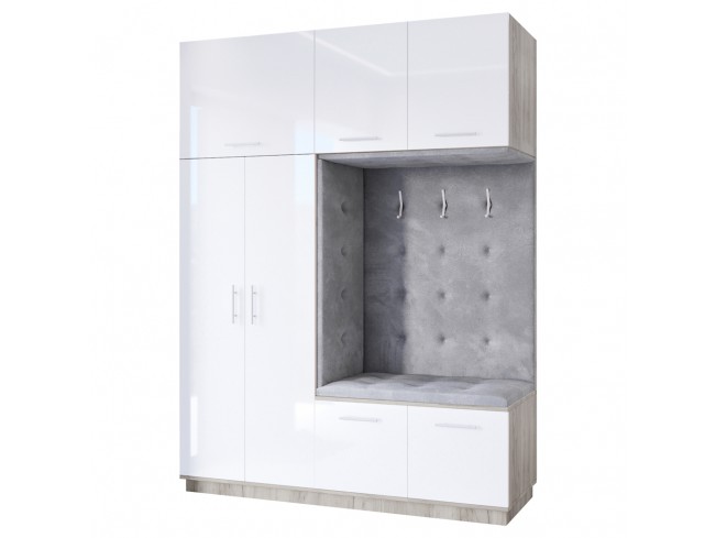 Szafa garderoba Milo 3 szary połysk 180 cm - widok ogólny