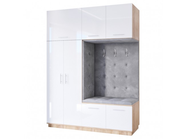 Szafa garderoba MILO 3 złoty połysk 180 cm - widok z przodu