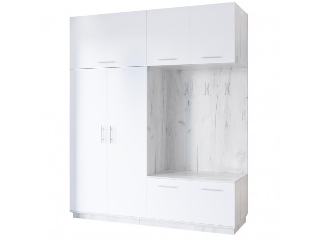 Szafa garderoba Milo 1 biały mat 200 cm - widok ogólny