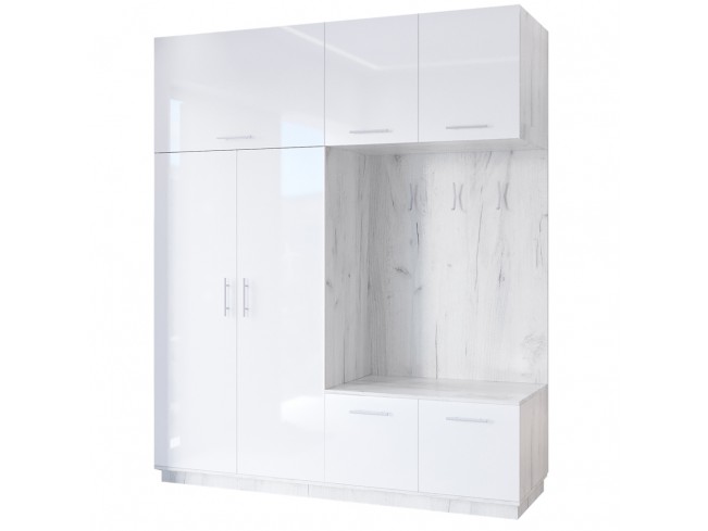 Szafa garderoba Milo 1 biały połysk 200 cm - widok ogólny