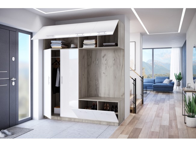 Szafa garderoba Milo 1 szary/połysk 200 cm