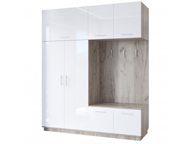 Szafa garderoba Milo 1 szary połysk 200 cm - widok ogólny