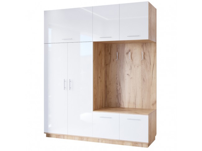 Szafa garderoba Milo 1 złoty połysk 200 cm - widok ogólny