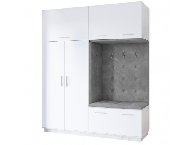 Szafa garderoba Milo 3 biały mat 200 cm - widok ogólny