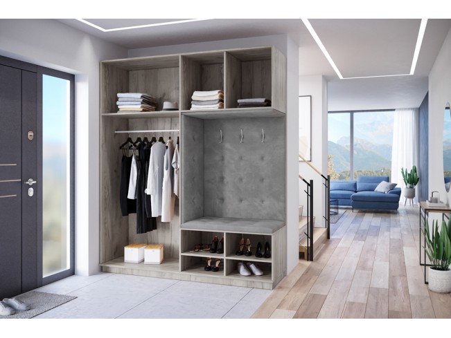 Szafa garderoba Milo 3 szary/mat 200 cm