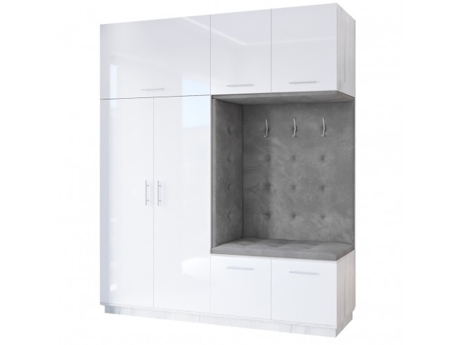 Szafa garderoba Milo 3 biały połysk 200 cm - widok ogólny