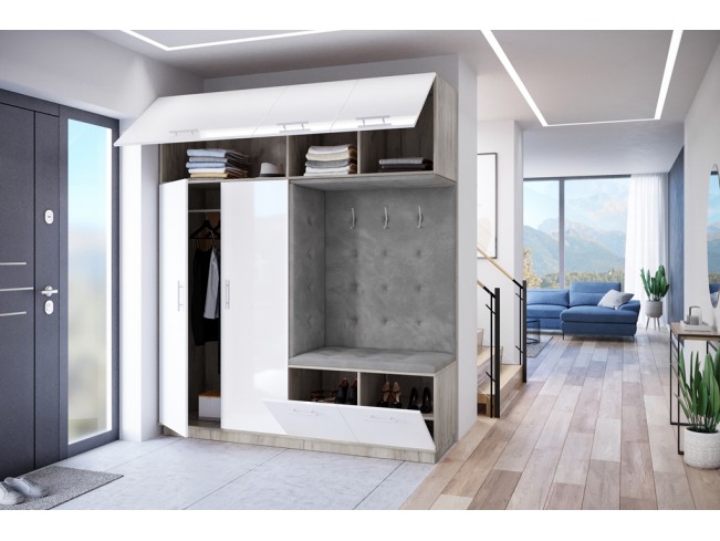 Szafa garderoba Milo 3 szary/połysk 200 cm