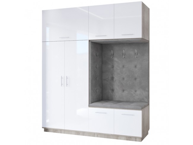 Szafa garderoba Milo 3 szary połysk 200 cm - widok ogólny