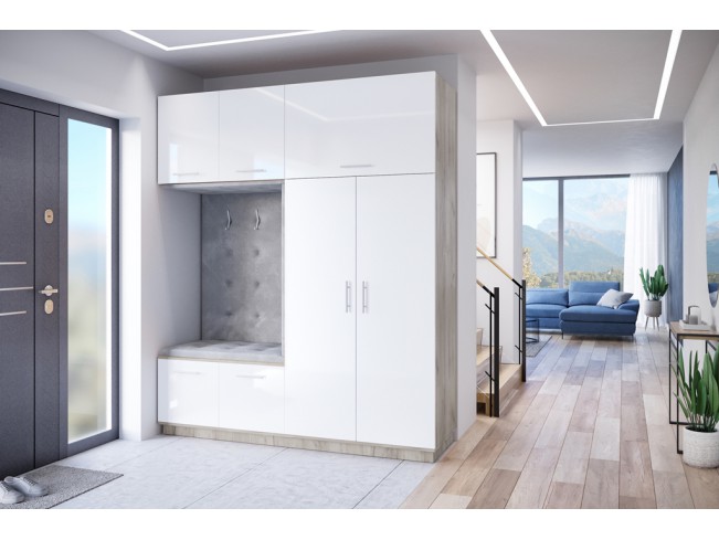 Szafa garderoba Milo 3 szary/połysk 200 cm