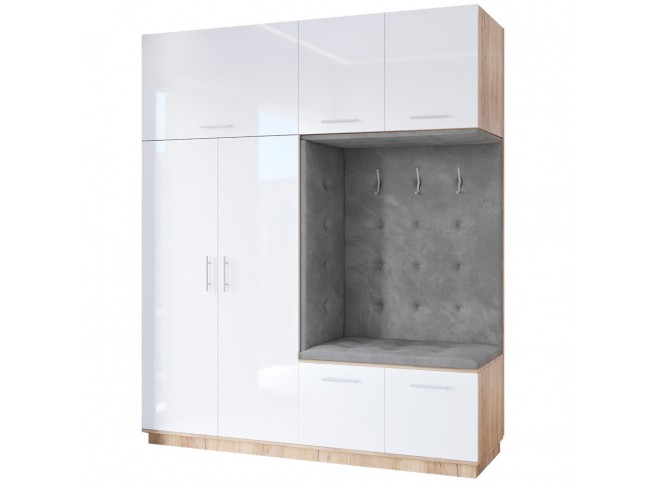 Szafa garderoba Milo 3 200 złoty połysk - widok ogólny