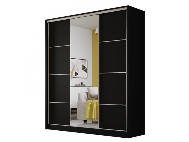 Szafa przesuwna Meblo 4 180 czarny mat - widok ogólny