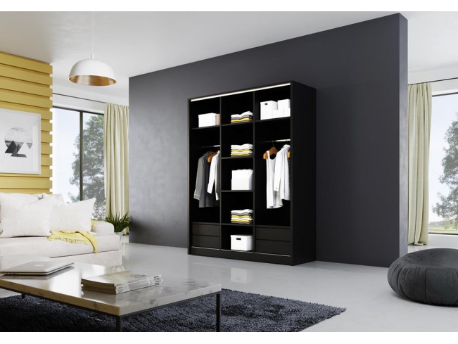 Szafa przesuwna Meblo 1 czarny mat 150 cm