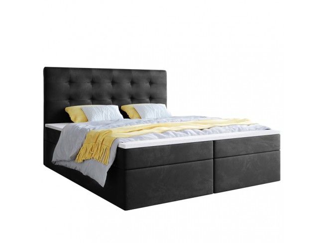 Łóżko kontynentalne Sleepy 160 czarny welur - widok ogólny
