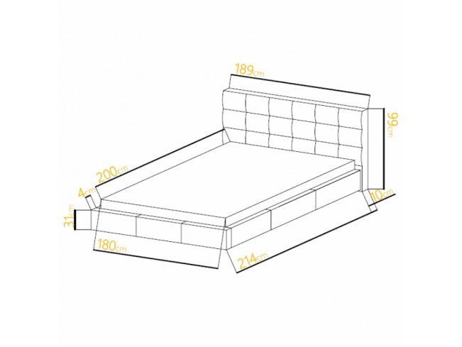 Łóżko tapicerowane Joko 180 Monolith 48 miodowy
