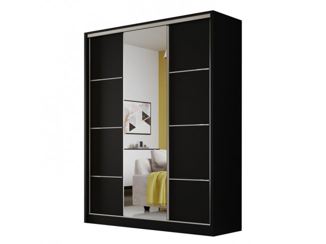 Szafa przesuwna Meblo 4 czarny mat 150 cm - widok ogólny