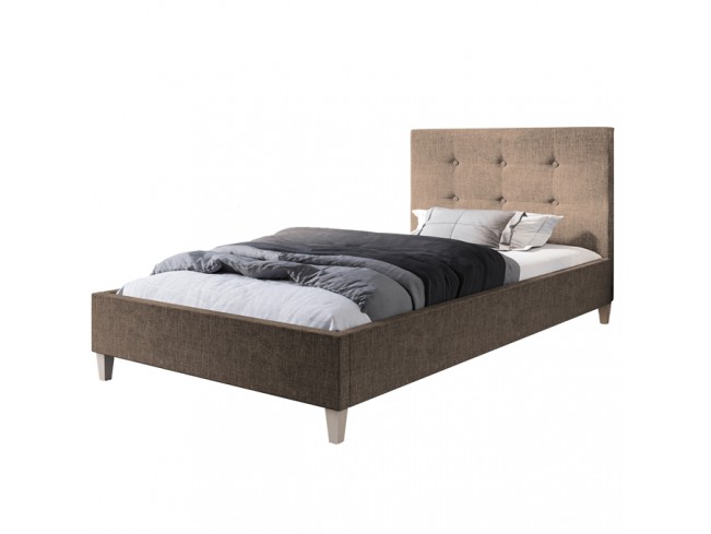 Łóżko tapicerowane Endo 90 Sawana 25 ciepły brąz - widok ogólny