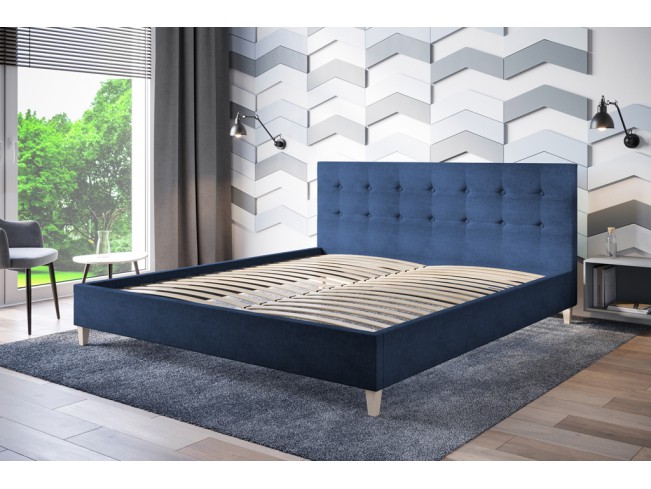 Łóżko tapicerowane Endo 140 Sawana 80 niebieski jeans