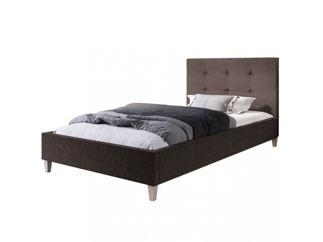 Łóżko tapicerowane Endo 90 Inari 24 mleczna czekolada - widok z przodu