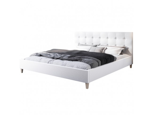 Łóżko tapicerowane Endo 180 Madryt 920 biały - widok z przodu