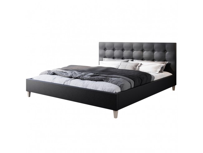 Łóżko tapicerowane Endo 180 Madryt 9100 czarny - widok z przodu