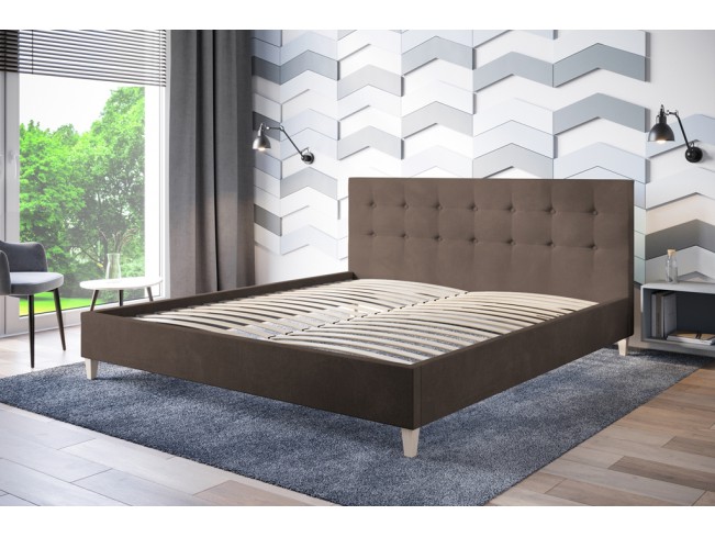 Łóżko tapicerowane Endo 140 Monolith 15 mleczna czekolada