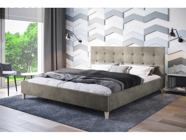 Łóżko tapicerowane Endo 160 Riviera 16 szary beż