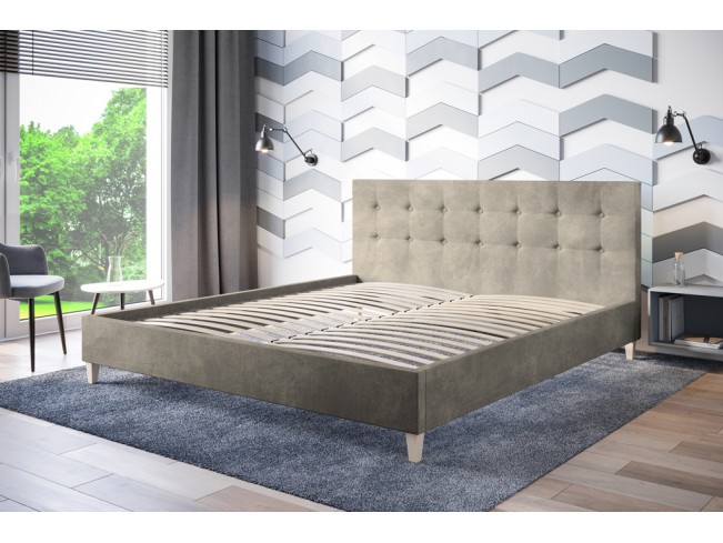 Łóżko tapicerowane Endo 160 Riviera 16 szary beż
