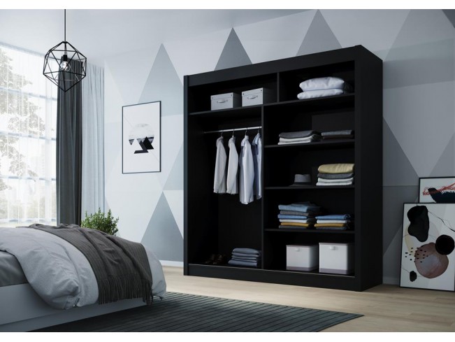 Szafa przesuwna Doti 2 czarny mat 180 cm