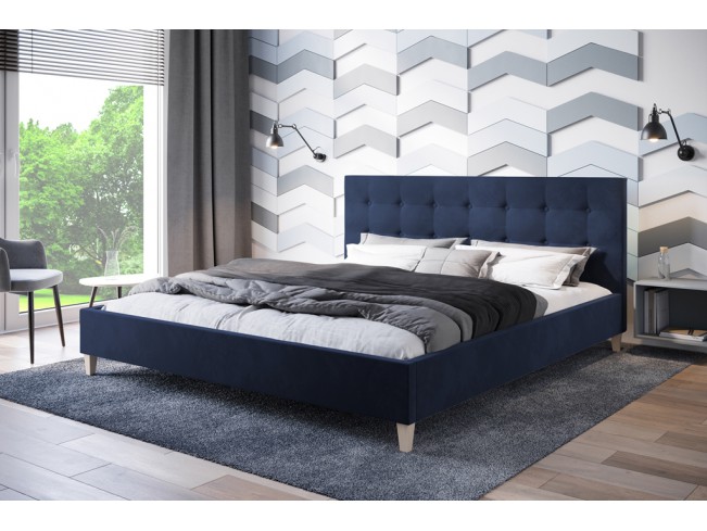 Łóżko tapicerowane Endo 140 Riviera 81 granatowy