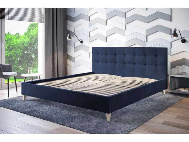Łóżko tapicerowane Endo 140 Riviera 81 granatowy