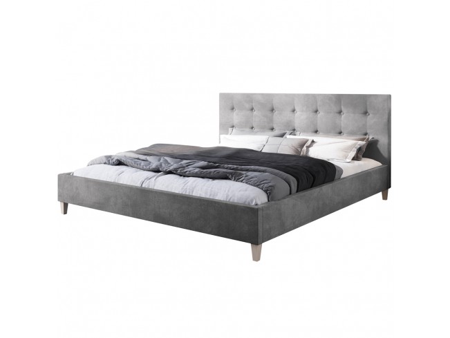 Łóżko tapicerowane Endo 180 Riviera 82 jasny szary - widok z przodu