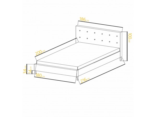 Łóżko tapicerowane Endo 180 Riviera 91 szary