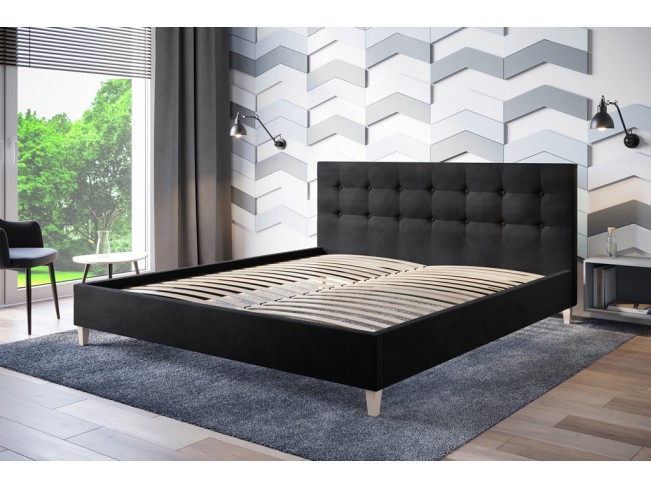 Łóżko tapicerowane Endo 140 Riviera 100 czarny